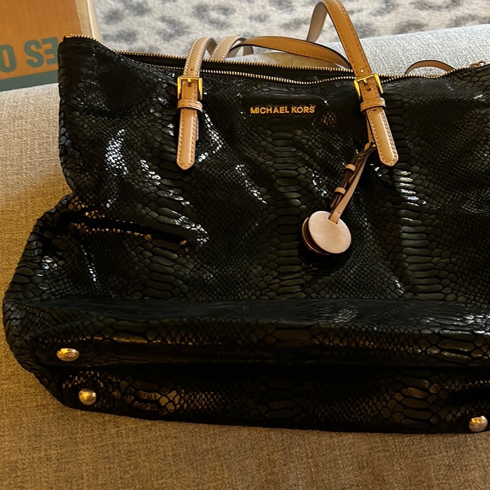 Black snakeskin Michael Kors Tote